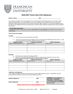2026-2027 Parent Non-Filer Statement