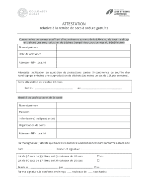 Attestation for Free Waste Bags