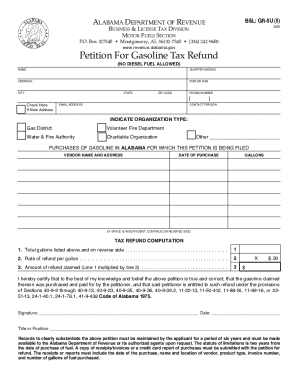 Alabama Gasoline Tax Refund Petition