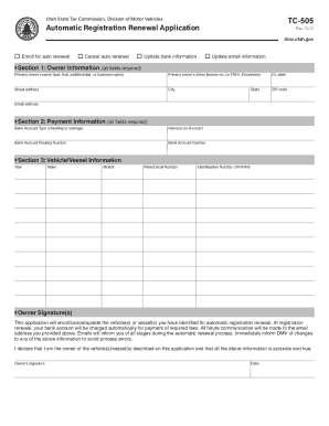 Vehicle Registration Auto Renewal Form