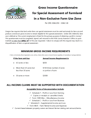Oregon Farmland Gross Income Questionnaire