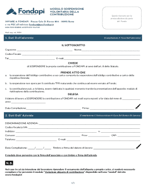 Modulo Sospensione Volontaria Contributo