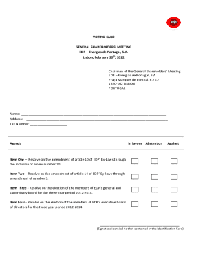 EDP Shareholders Voting Card