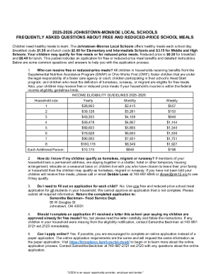 Johnstown-Monroe Free and Reduced-Price School Meals Application
