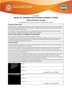 Form RP1A Notice of Termination for Non-Payment of Rent