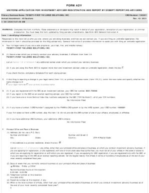 Form ADV Investment Adviser Registration