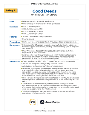 9/11 Day of Service Good Deeds Activity