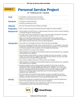 9/11 Day Personal Service Project