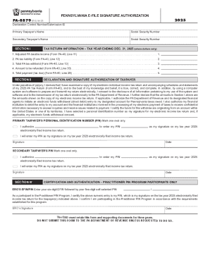 Pennsylvania E-File Signature Authorization