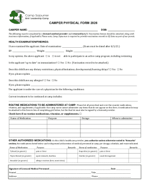 Camper Physical Form 2026
