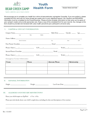 Camper Health Form