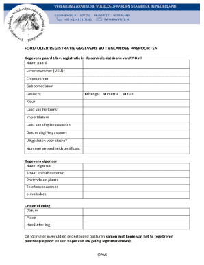 Paard Registratie Formulier