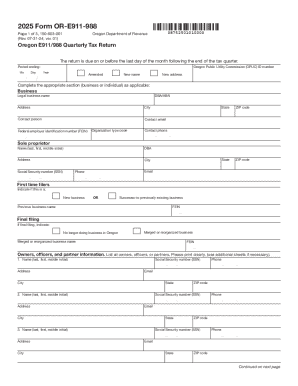 Oregon E911/988 Quarterly Tax Return