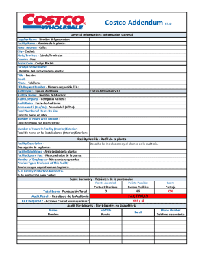Costco Addendum V3.0 Audit Form