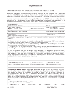 Employee Request for Emergency Family and Medical Leave