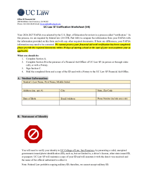 UC Law SF Verification Worksheet