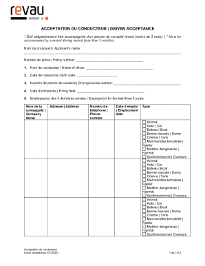 Driver Acceptance Form