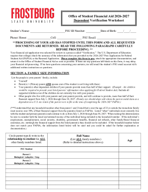 Dependent Verification Worksheet