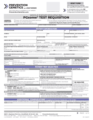 PGxome Whole Exome Sequencing Test Requisition