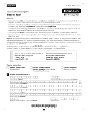 Indiana529 Direct Savings Plan Transfer Form