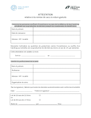 Attestation for Free Waste Bags