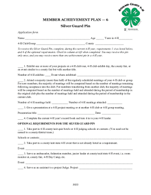 4-H Silver Guard Pin Application Form