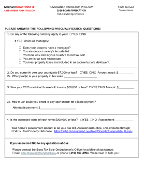 Maryland 2026 Homeowner Protection Program Loan Application