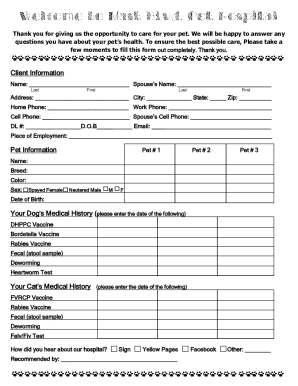 Pet Care Client Information Form