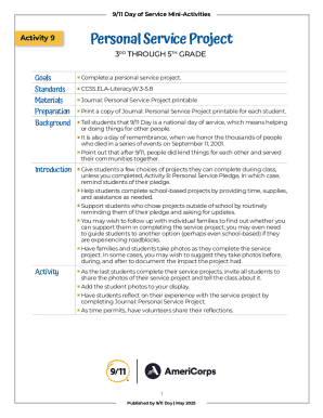 9/11 Day Personal Service Project