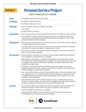 9/11 Day Personal Service Project