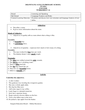Year 8 English Worksheet 14