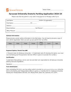 Syracuse University Oratorio Parking Application