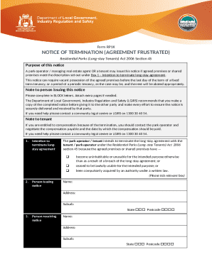 Notice of Termination (Agreement Frustrated)