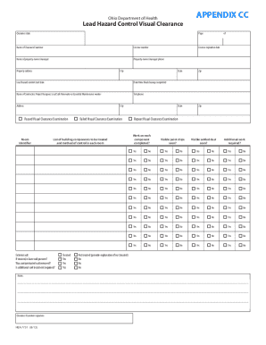 Ohio Lead Hazard Control Visual Clearance Form