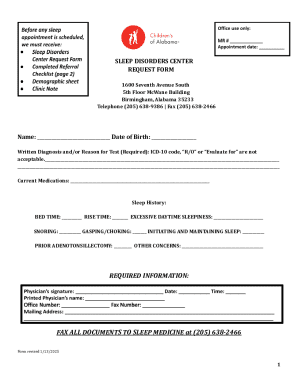 Sleep Disorders Center Request Form