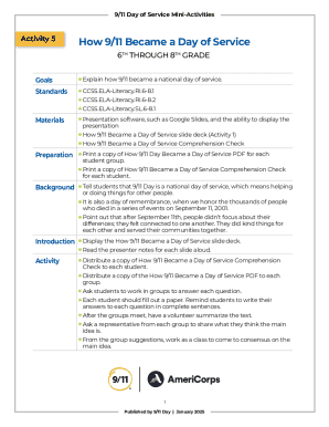 9/11 Day of Service Comprehension Check