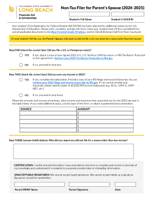Non-Tax Filer for Parent’s Spouse