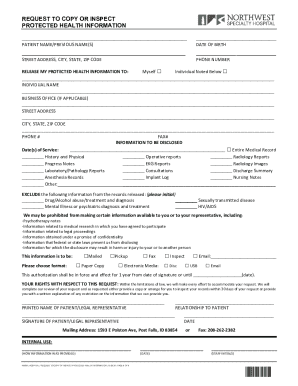 Request to Copy or Inspect Protected Health Information