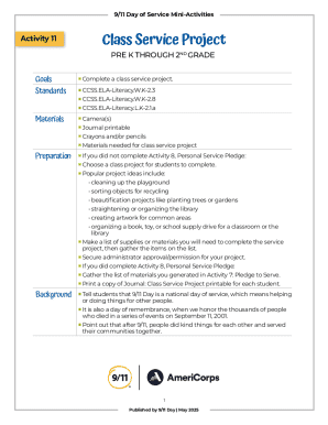 9/11 Day Class Service Project