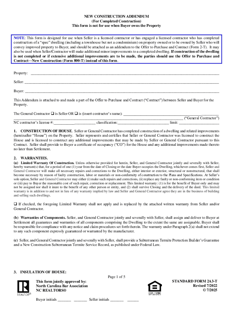 New Construction Addendum - Blank Fillable Template | Fill Out, Print ...