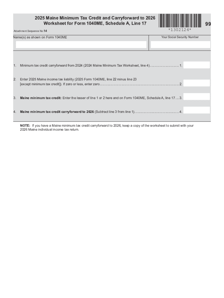 2025 Maine Minimum Tax Credit and Carryforward to 2026 Preview on Page 1