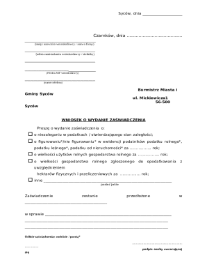 Polish Tax Certificate Request Form