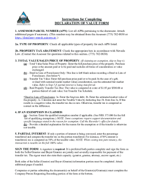 Nevada Declaration of Value Form