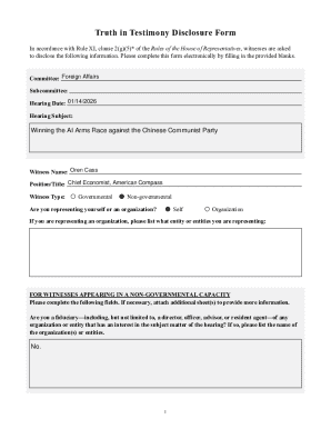 Truth in Testimony Disclosure Form