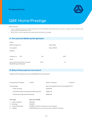 QBE Home Prestige Proposal Form
