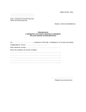 Consumer Right of Withdrawal Form