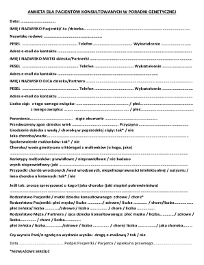 Patient Questionnaire for Genetic Clinic