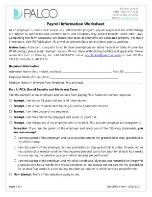 Payroll Information Worksheet