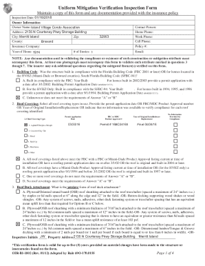 Florida Uniform Mitigation Verification Inspection Form