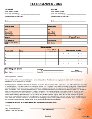 Tax Organizer 2025 Form